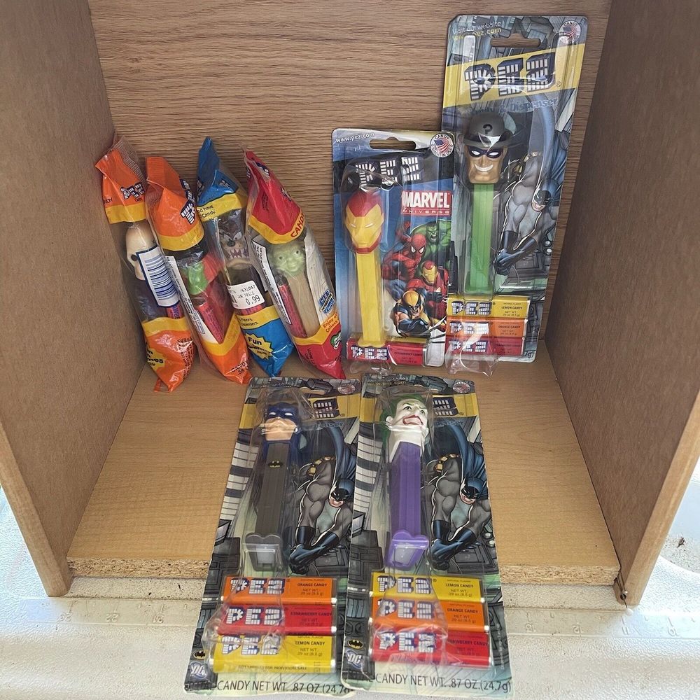 Vintage Pez Dispenser Collection Lot Of 8m NEW - Batman Joker Marvel Yoda More